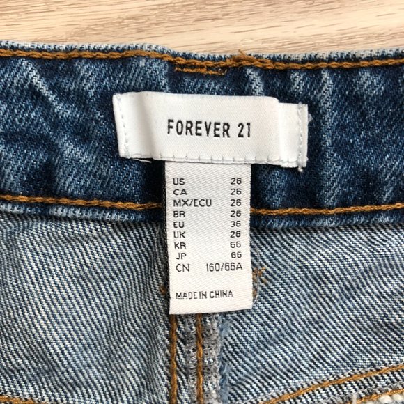 Forever 21 Womens Distressed cut-off Dark blue Denim shorts Size 26 - Picture 4 of 5